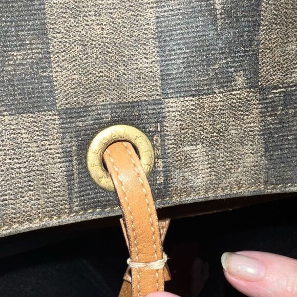 Fendi Vintage RARE Brown Checkered Box Short Handle Tote - Picture 6 of 16